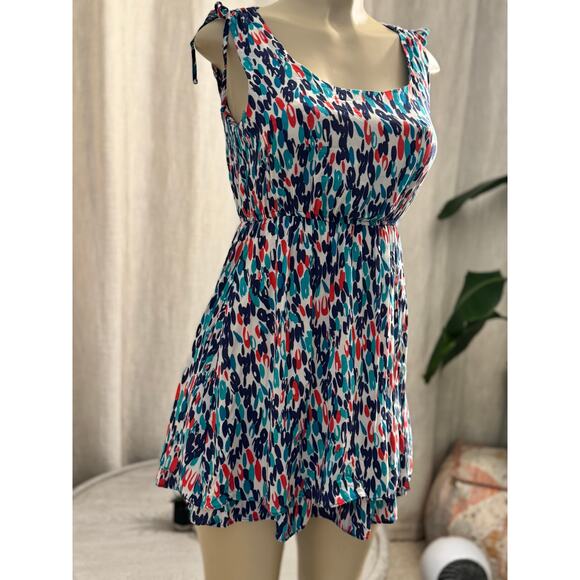 XXI Colorful Abstract Mini Dress S | Y2K Coquette Summer Skater Sundress Cute - Picture 3 of 9